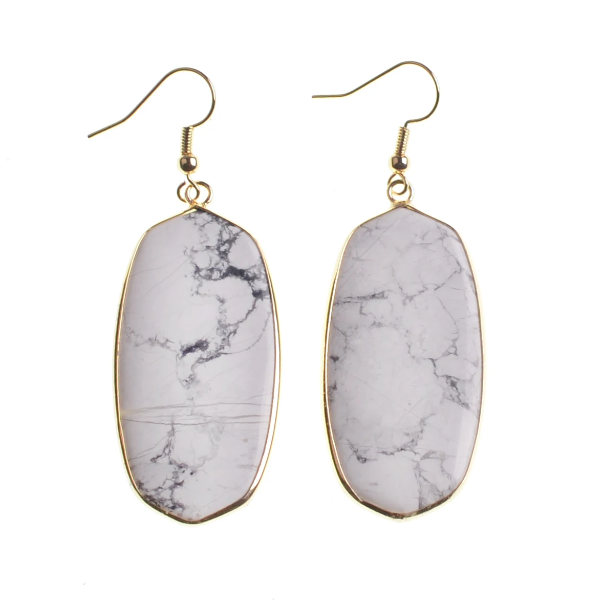 howlite SEVENSTONE овальной формы черный натуральный камень кристалл серьги-подвески из кварца модные украшения для женщин Aros Colgantes Индия бохо - Окраска металла: howlite