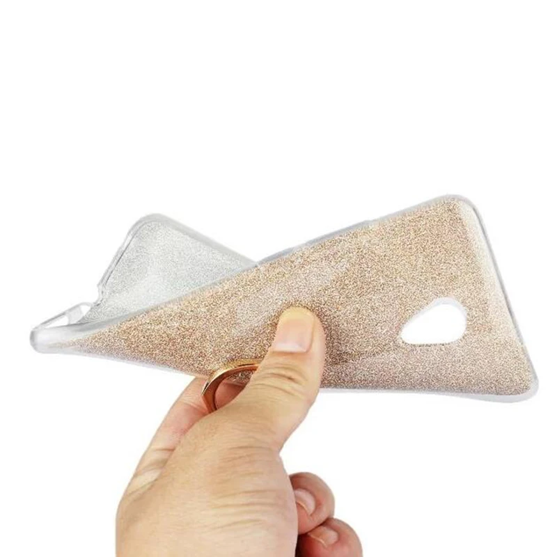 Cover Phone Case For Meizu M3E Meilan E 5.5&quot High Quality TPU Silicone Transparent Shell Flash Glitter Powder Finger Ring Stent |