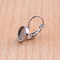 10pcs stainless steel lever back earring blanks 8mm 10mm 12mm round cabochon earrings base settings diy jewelry findings