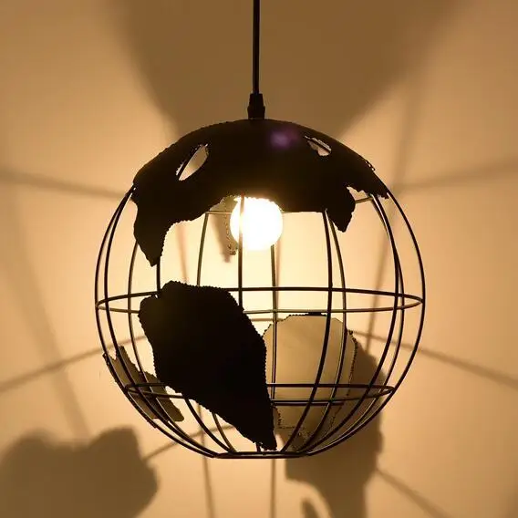 Подвесной светильник 28 см черный/белый креативный глобус железная Подвесная