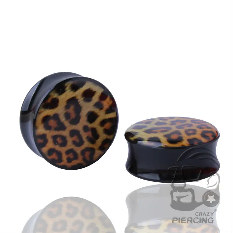 Леопардовый принт двойной расклешенные затычка для ушей акриловое волокно седло