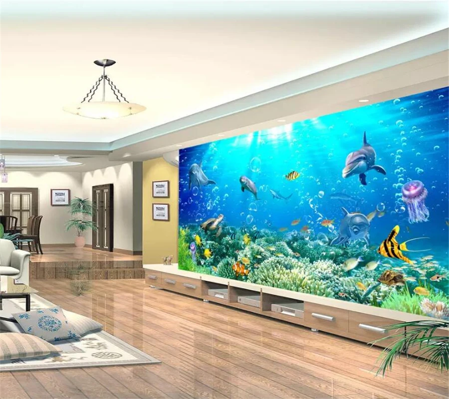 Пользовательские фотообои wellyu 3D фрески эффекты подводный мир|photo wallpaper murals|3d