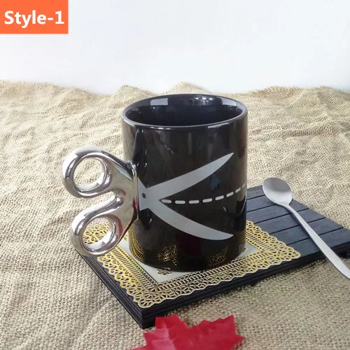 Style-1 Новинка, ножницы, керамическая чашка, персональные ножницы, примечание, молоко, сок, лимон, кофе, кружка, чайная чашка, для дома, офиса, посуда для напитков, уникальный подарок 5Z - Цвет: Style-1