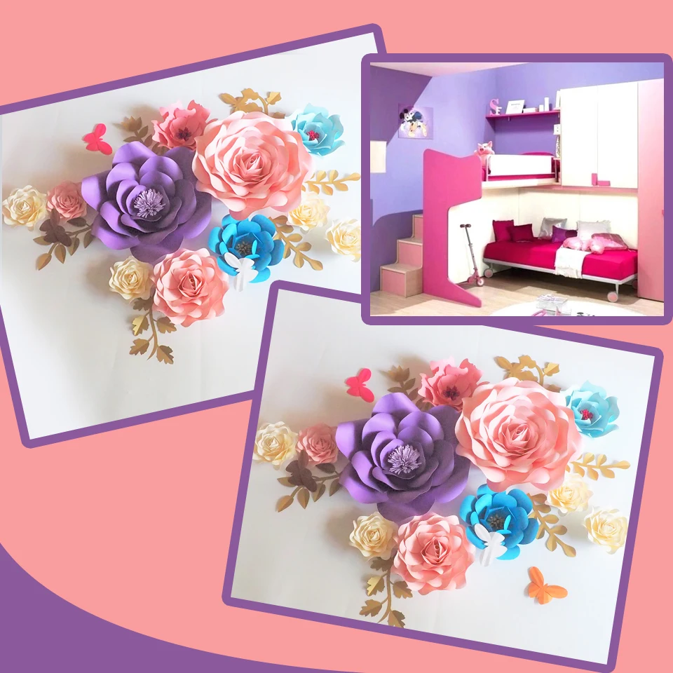 Набор сделай сам гигантские бумажные цветы 11 шт. + листья 6 бабочки 5 | Дом и сад