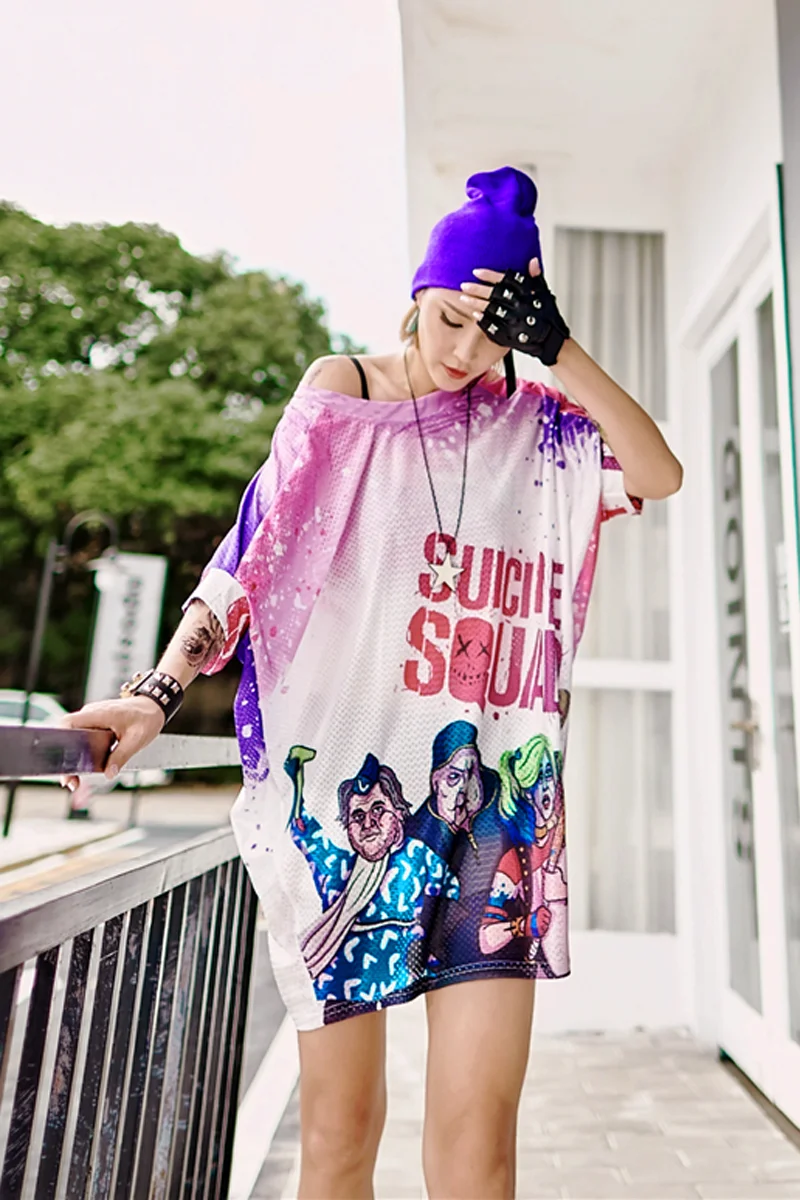 

2019 summer long section T-shirt bat sleeve blouse death squad letter tide clothing original design loose dress women tshirt