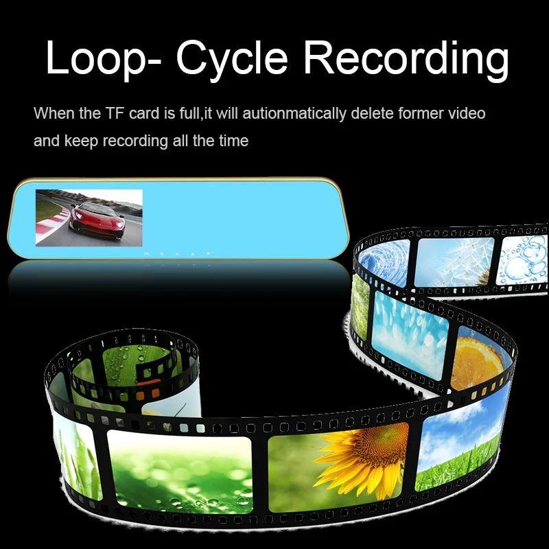 Автомобильный dvr dash cam era двойной объектив заднего вида Зеркало Авто dashcam рекордер