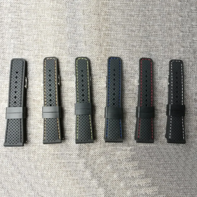 

20/22/24mm Watch Bands Silicone stainless steel pin buckle different size for choice more colors for choice Sold By Set