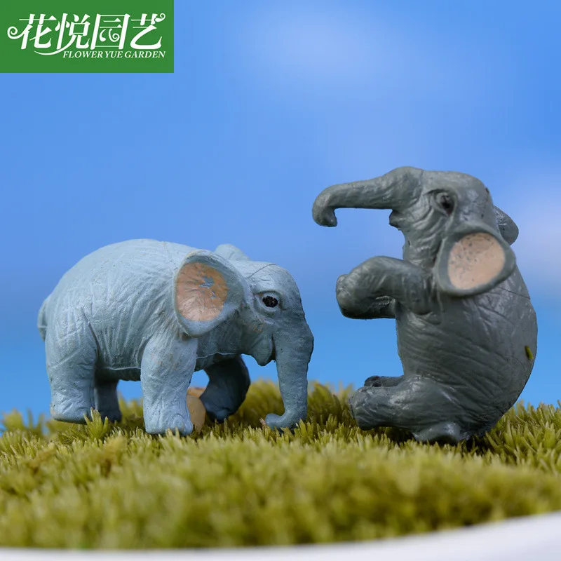 

2pcs/lot Mini Cartoon Elephant Moss Micro Landscape Decoration Miniature Fairy Garden Micro Landscape Dollhouse Bonsai Dec