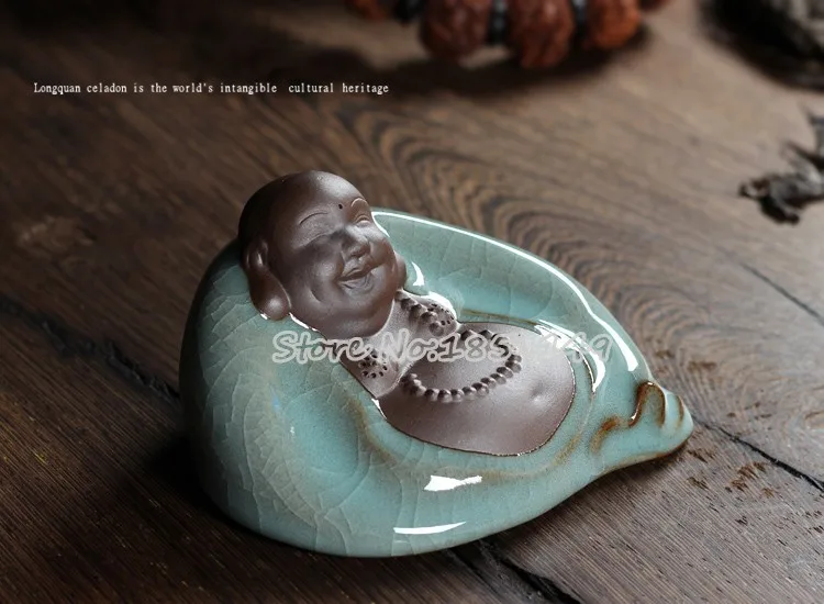 Wizamony Традиционный китайский чай Pet Maitreya Будда из китайской фиолетовой глины глазурованная буддизм искусство и коллекционные украшения для дома