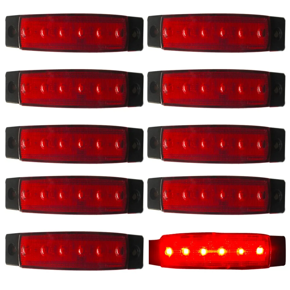 10X 6LED индикатор прицеп грузовик боковой габаритный фонарь просвет светильник 24V