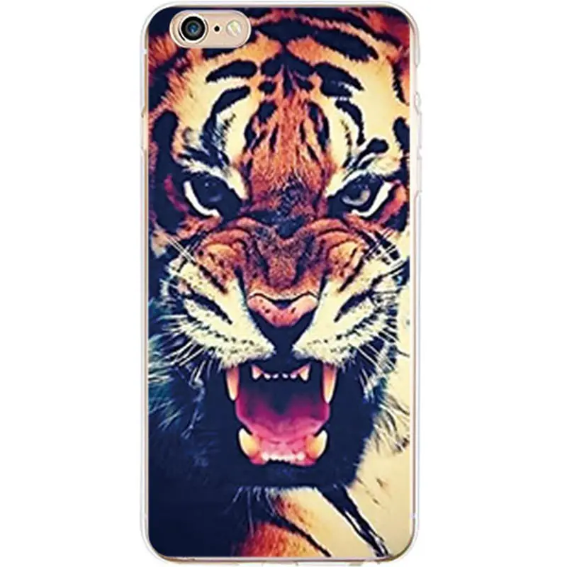 Для iPhone 6 6s 7 8 plus x TPU прозрачный чехол для телефона животное тигр слон стежка