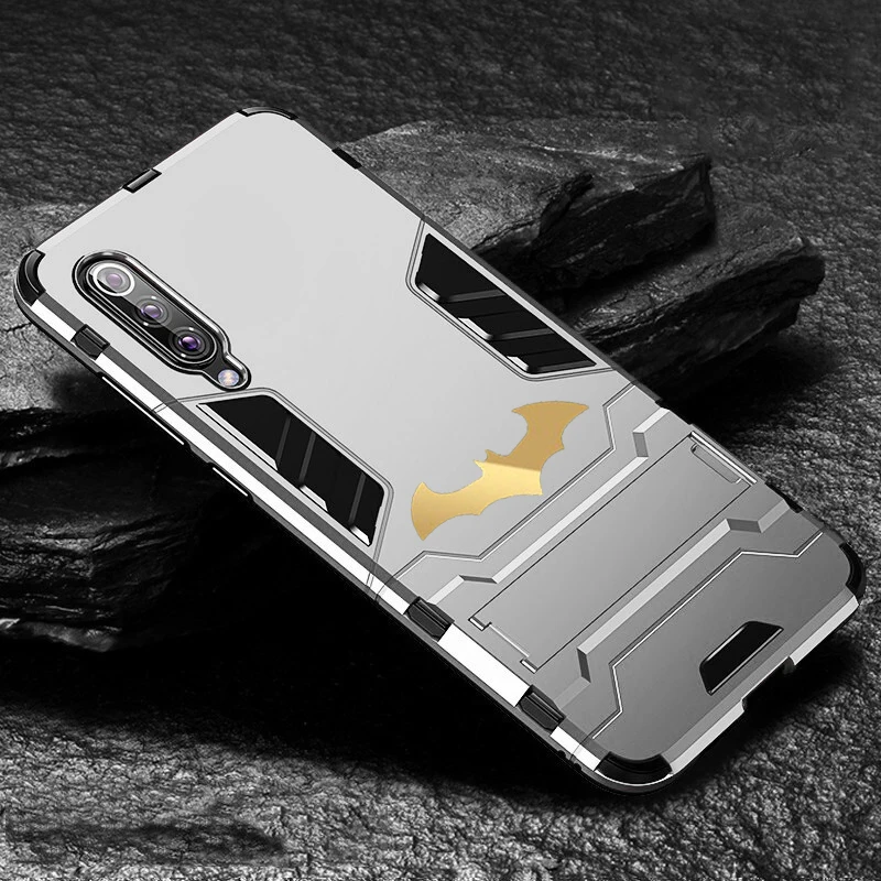 Чехол Летучая мышь с подставкой для samsung Galaxy S9 S10 Plus S10e Note 9 samsung A70 A50 A30 M30 M20 ударопрочный чехол из ТПУ+ ПК прочная крышка - Цвет: Silver With Bat