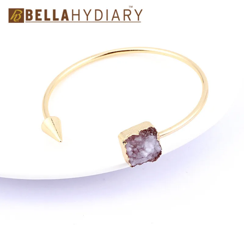 Bijoux Boho золотого цвета Винтажные Ювелирные изделия из смолы Druzy Асимметричная ручная манжета Регулируемый браслет Femme для женщин браслеты Bileklik Bts