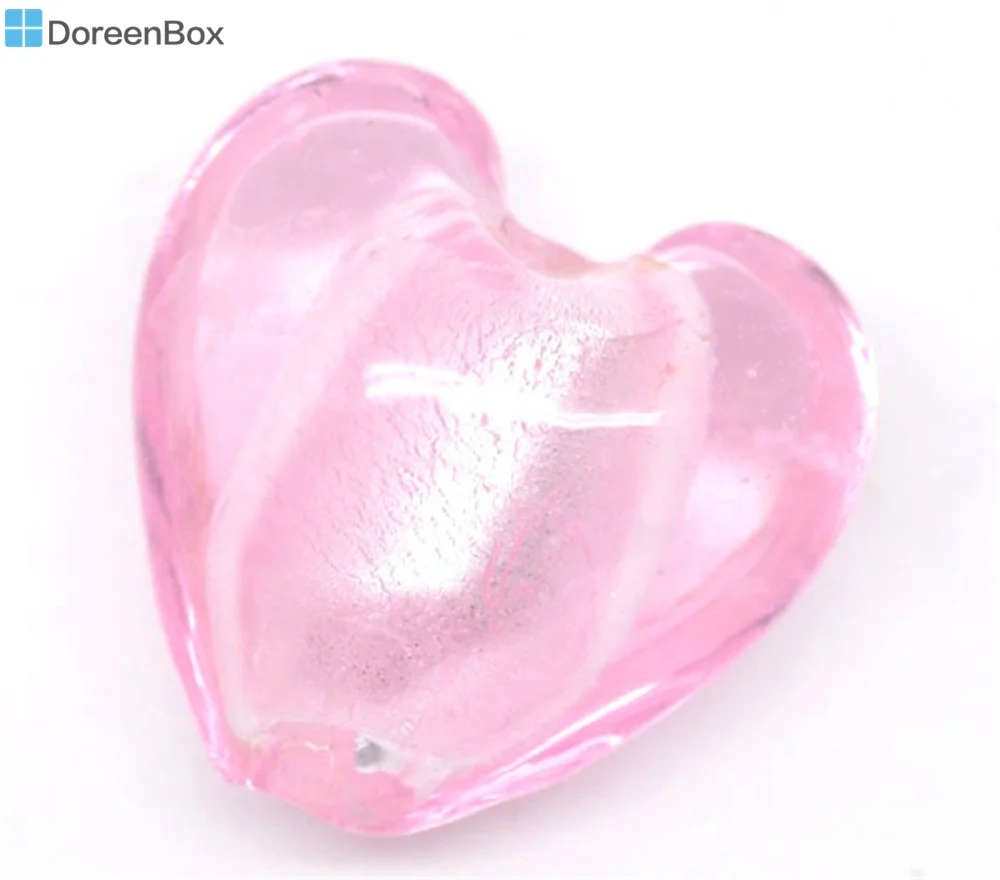 10 шт. бусины из фольги с розовым сердечком для браслета ожерелья ювелирных