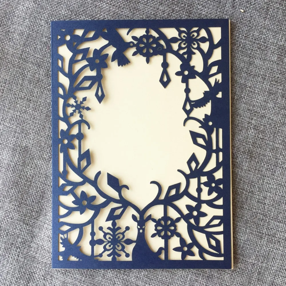 

45pcs Laser Cut Deer Pattern Wedding Card Delicate Invitations Cards For Wedding Bridal Shower Birthday Greeting Cards