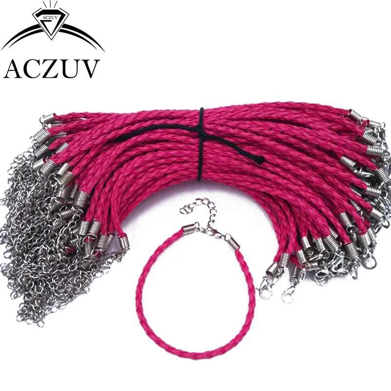 100 шт. плетеная веревка из полиуретана Lether браслет шнур с удлинителем цепи для