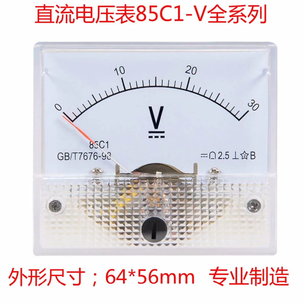 85C1 DC 0-30V 5V 10V 15V 20V 50V 75V 100V 150V 250V 300V 450V 500V 2.5% V Аналоговый индикатор напряжения Панель вольтметр 85C1 погрешность