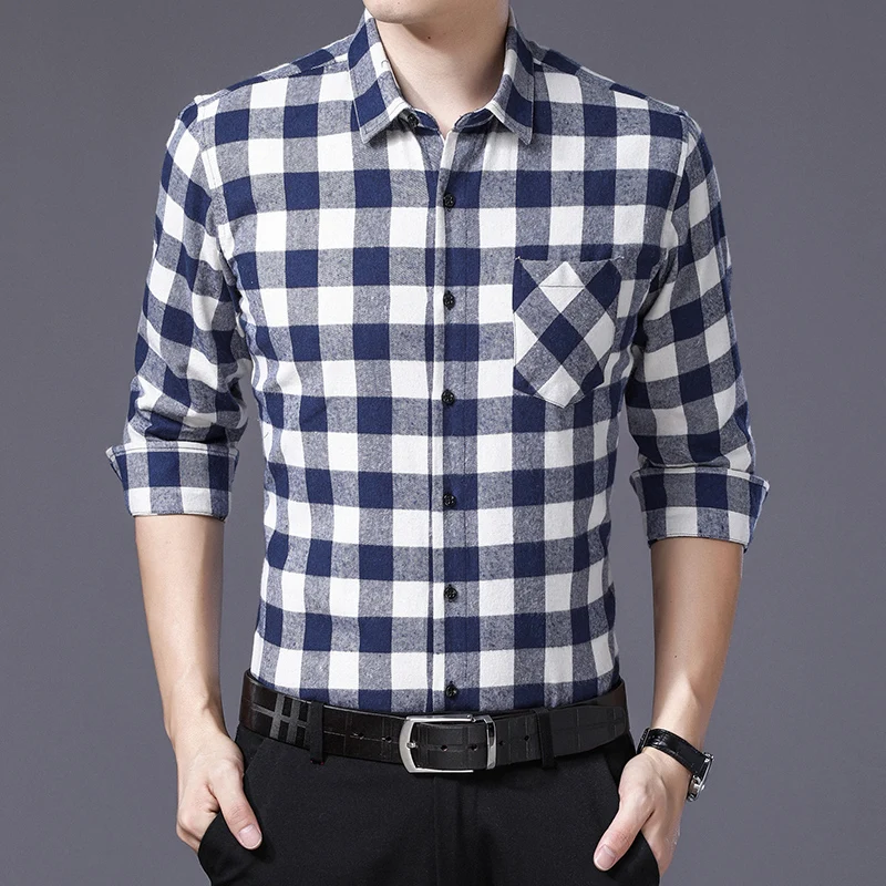 Мужская рубашка с длинным рукавом мягкая комфортная облегающая для бизнеса