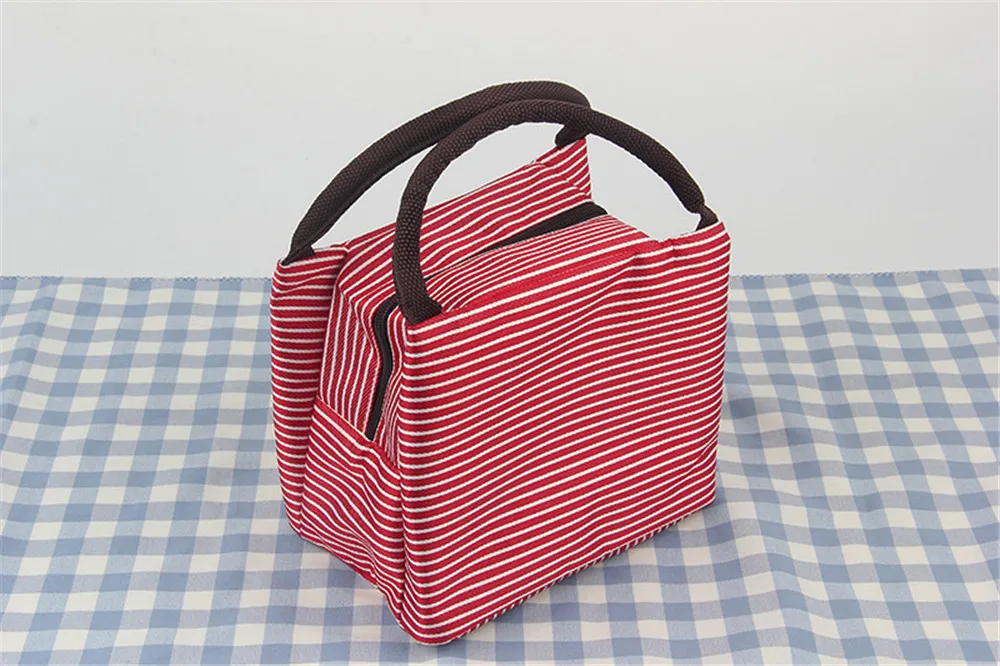 Stripes Lunch Bag for Women Isothermal Bag Packaged Food Thermal Bags Thermo Pouch Kids Lunch Bag Refrigerator Mummy Bag Totes