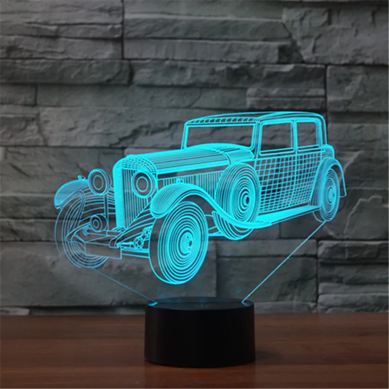 

Free shipping New type of foreign trade car touch 3D lamp seven color touch control LED visual lamp atmosphere gift