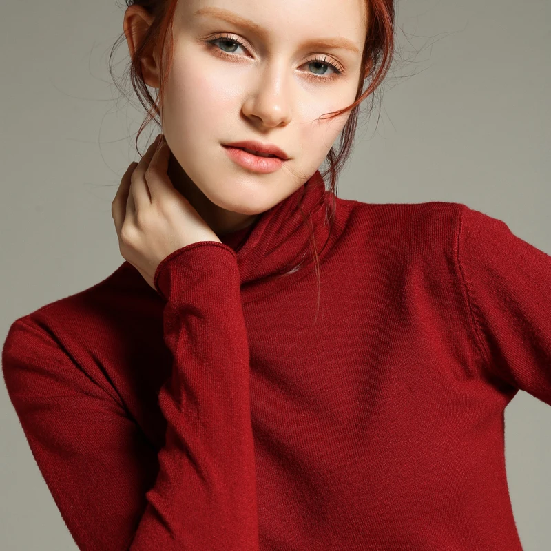 Autumn and winter new women's turtleneck sweater long-sleeved shirt solid color loose inside the knit bottoming | Женская одежда