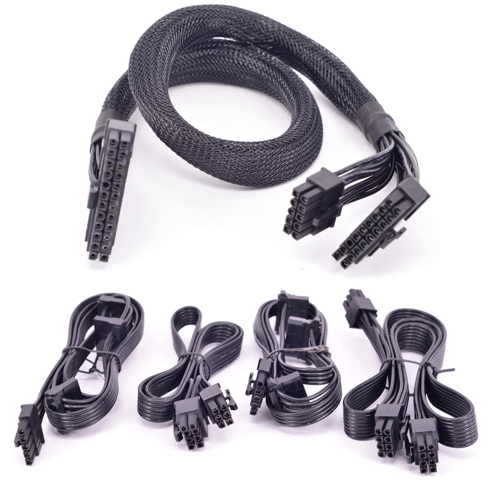 For Cooler Master V Series V850 V1000 V1200 ATX 24 Pin CPU PCI-e 6 6+2 8 Pin Peripheral 4 Pin SATA Power Supply Cable