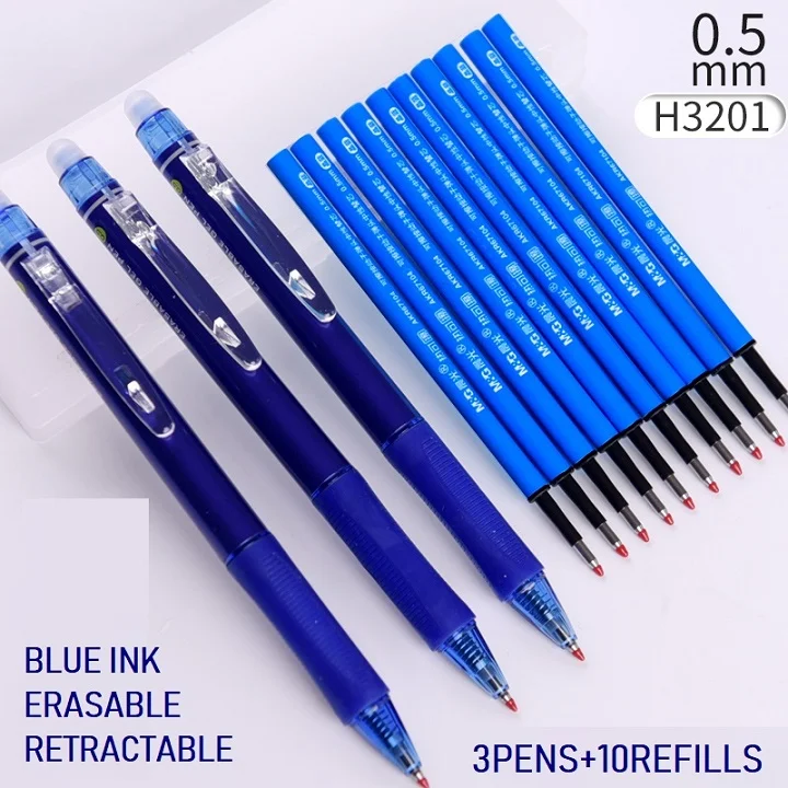 13pcs Blue Pack M& G Выдвижная стираемая ручка 0,5 мм стираемая гелевая чернильная Заправка для ручек ручка записывает стирает синий теплопередача vanish ручка pilot frixion - Цвет: 13pcs Blue Pack