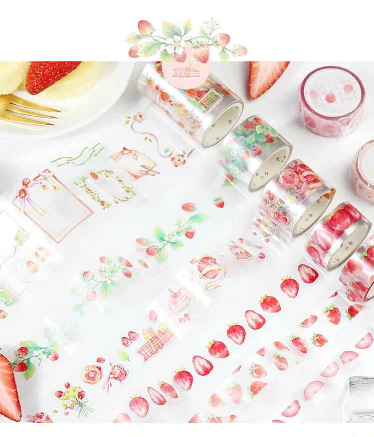 Kawaii Bullet Journal маскирующая лента Diy Бумага липкий клей клубничный Узор Набор декоративного скотча Васи канцелярские товары школьные принадлежности JD046