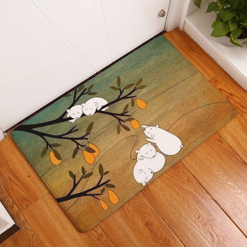 Приветственный напольный коврик с принтом белого и кролика фланелевый ковер для