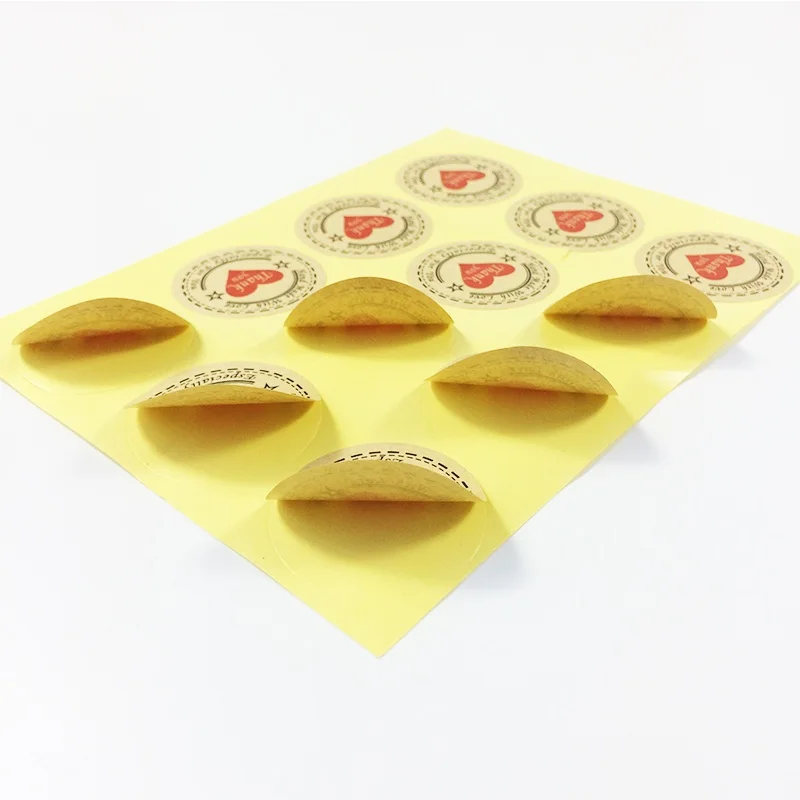 100pcs/lot Thank you Heart Round Eco-friendly Kraft Sealing Label Sticker Students' DIY vintage For Handmade Products Gift | Дом и сад