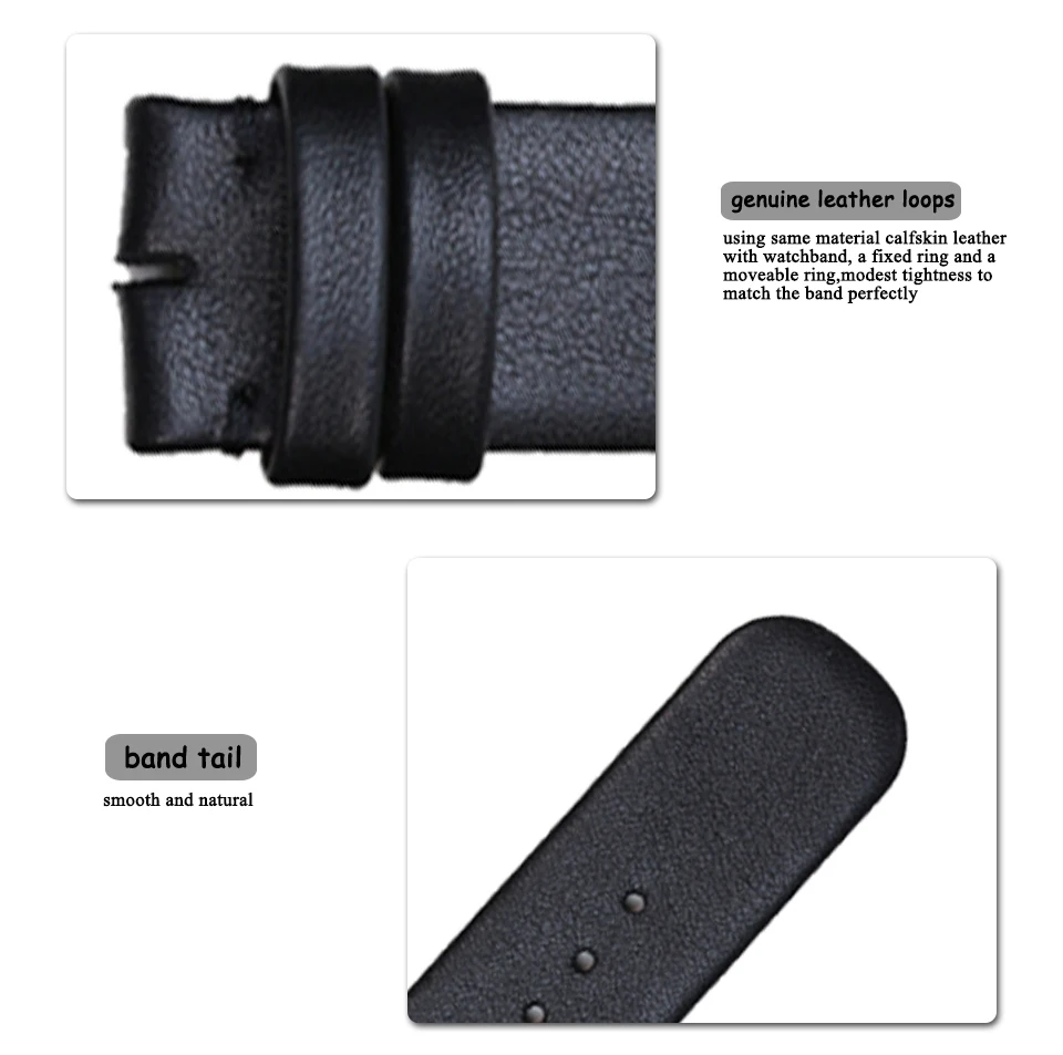 Pesno Genuine Leather Watch Band Black Watch Strap 12 16 18 20 24mm Suitable For Rado Esenza Belt Bracelet for Men and Women