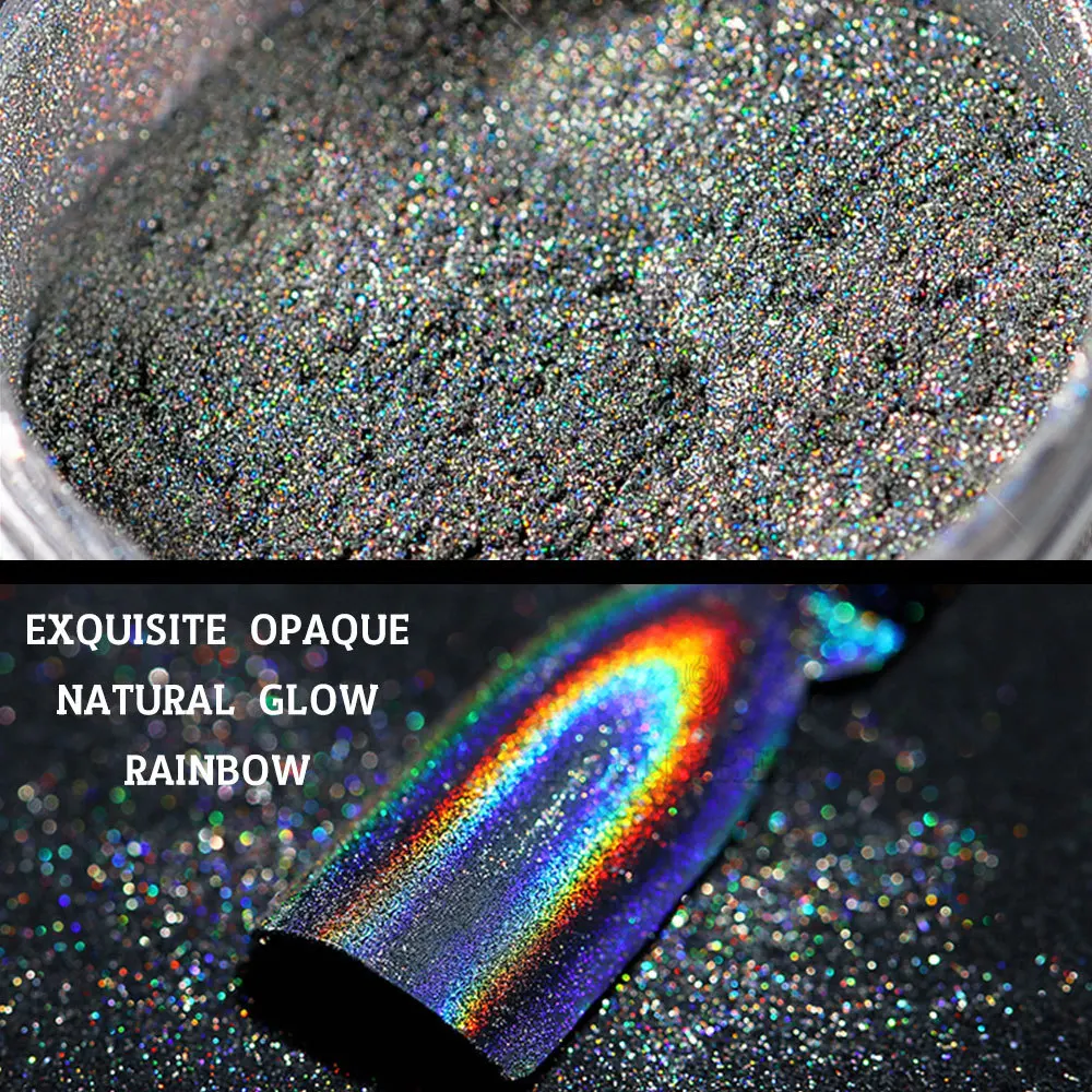 

Laser Nail Glitter Peacock Holographic Mirror Powder Laser Dust Nail Art Chrome Pigment Powder DIY Decorations