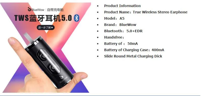 Дiдо A5 Беспроводной Bluetooth наушники V5.0 стерео музыкальные TWS с микрофоном |
