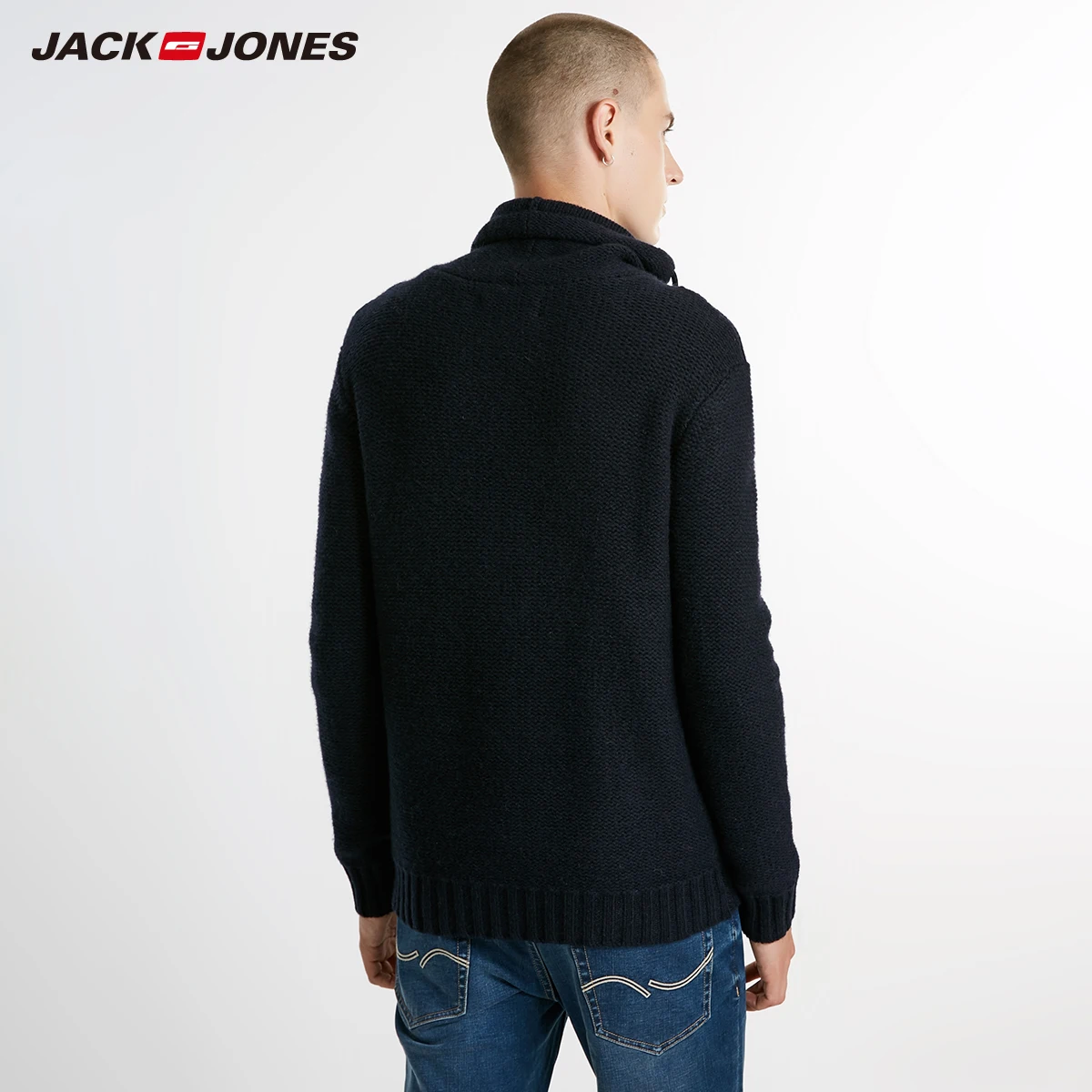 JackJones мужской зимний шерстяной пуловер с воротником-макетом свитера