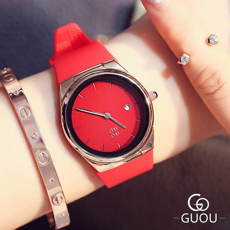 Роскошные GUOU простые Стильные мужские и женские часы для влюбленных 30 м