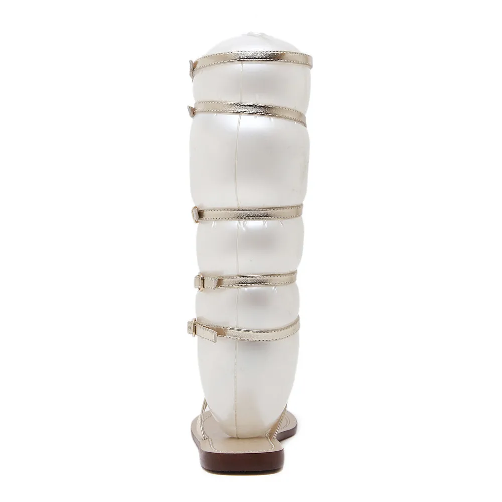 Сандалии с пряжкой для ботинок ремешком женские сандалии гладиаторы до колена на