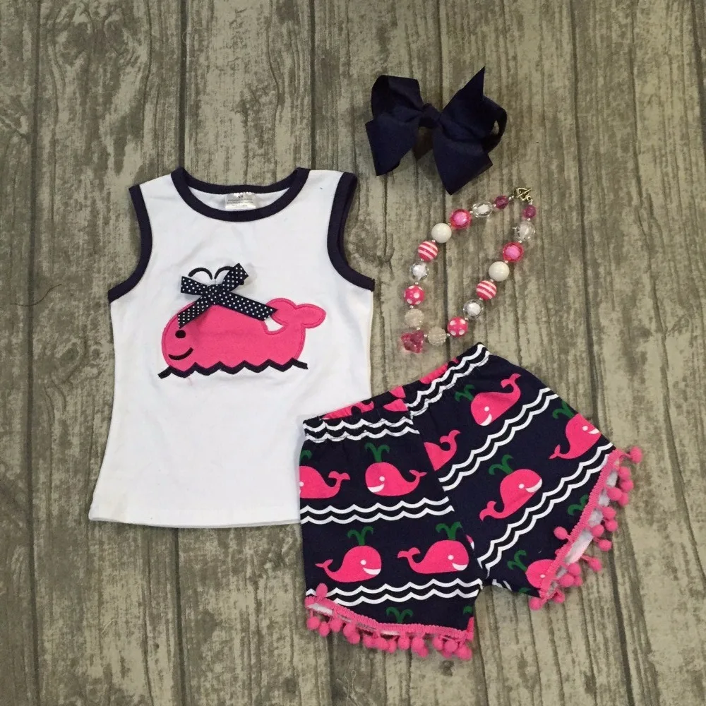 baby Girls Summer clothes girls whale outfits hot pink summer shorts clothing Girl Clothes with accessories | Мать и ребенок