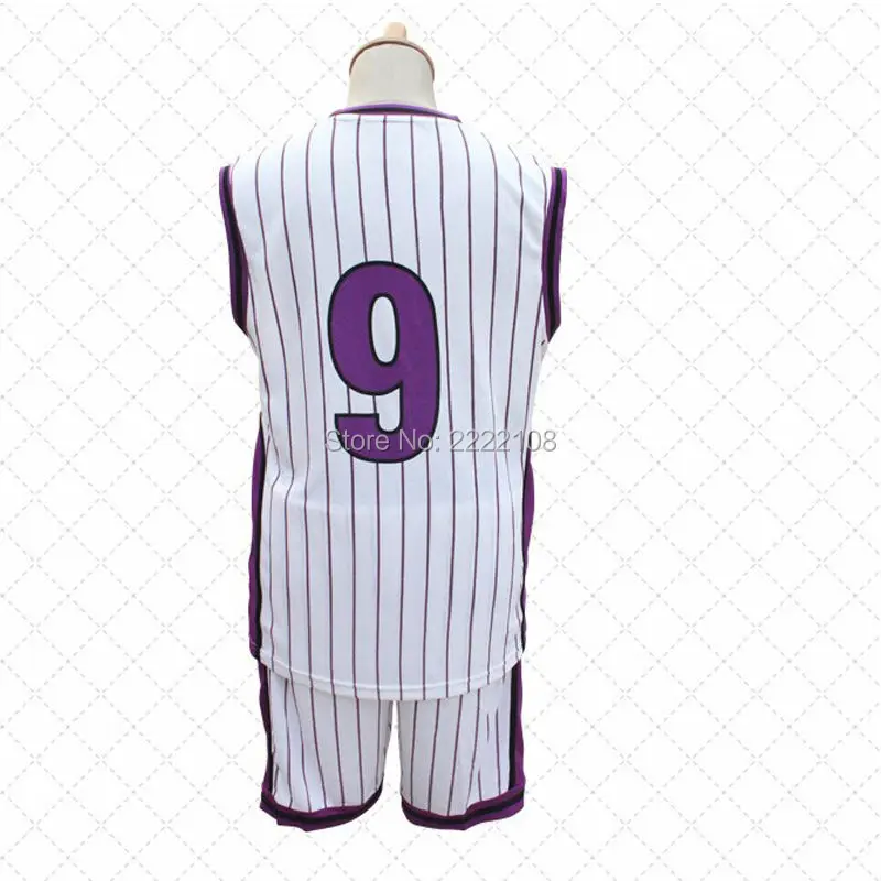 

Anime Kuroko no Basuke Cosplay Costumes Yosen School #9 Murasakibara Atsushi Outfit Jersey Sportswear Uniform Shirt Shorts Set