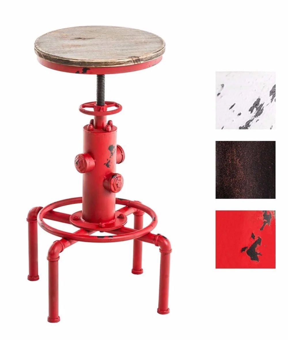Red Metal Industrial Bar Stool Chair Kitchen Dining Barstool Footrest Swivel Pinewood Top Height Adjustable | Дом и сад