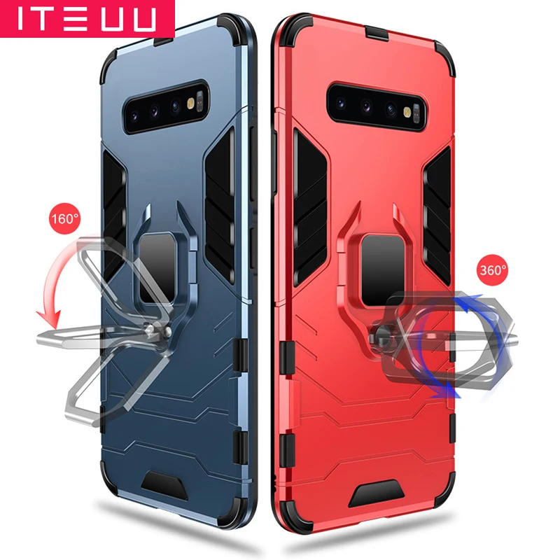 ITEUU Антидетонационная подставка держатель Броня чехол для samsung S10 S10 Plus S10E Чехлы Противоударный задняя крышка S10 S10PLUS S10E