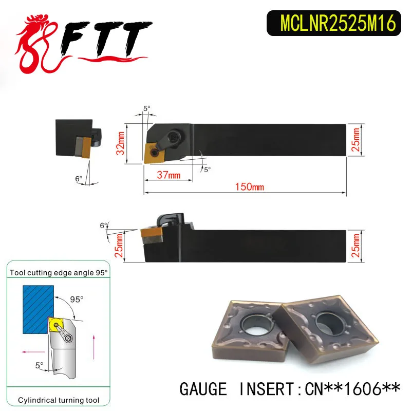 

MCLNR2525M16 95 Degree External Turning Lathe Bar Tool Holder For CNMG160608 CNMG160612 Used on CNC Lathe Machine