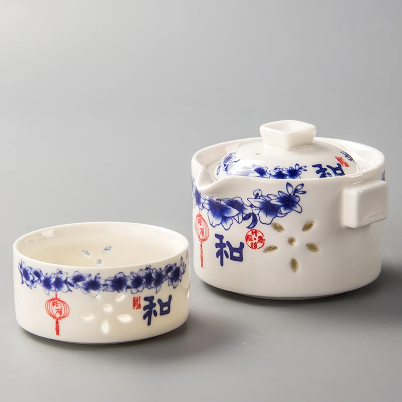 Простой 1 чайный горшок + чайная чашка офисный дорожный набор фарфоровый