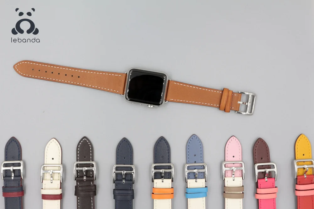 Leband один тур ремешок для наручных часов Apple Watch 5 4 3 2 1 ремешок для наручных часов iwatch, Swift кожи классический дизайн; ручная работа; 40/44 мм