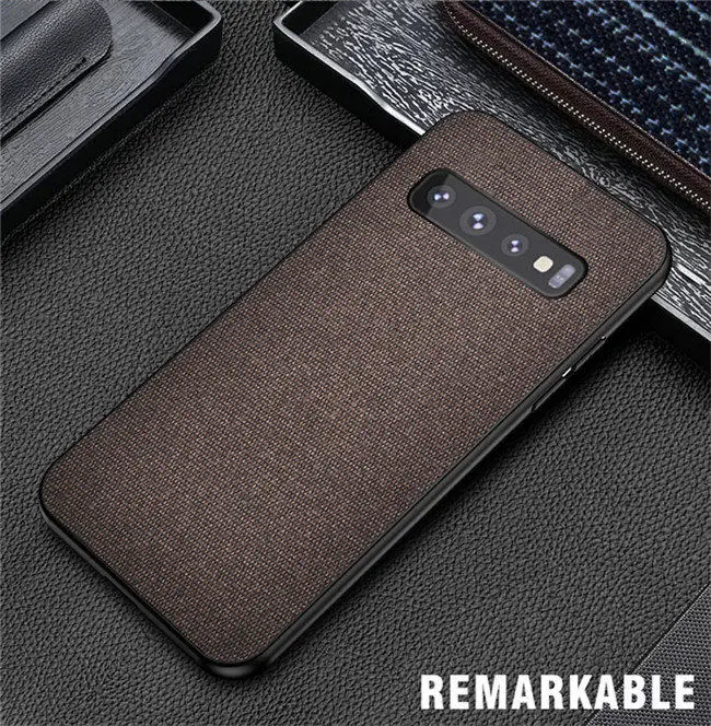 Brown Для samsung Galaxy S10 Plus S10E чехол, ткань, силикон, ТПУ, бампер, Жесткий ПК, задняя крышка для S10 Plus Note 10 plus Note10 - Цвет: Brown
