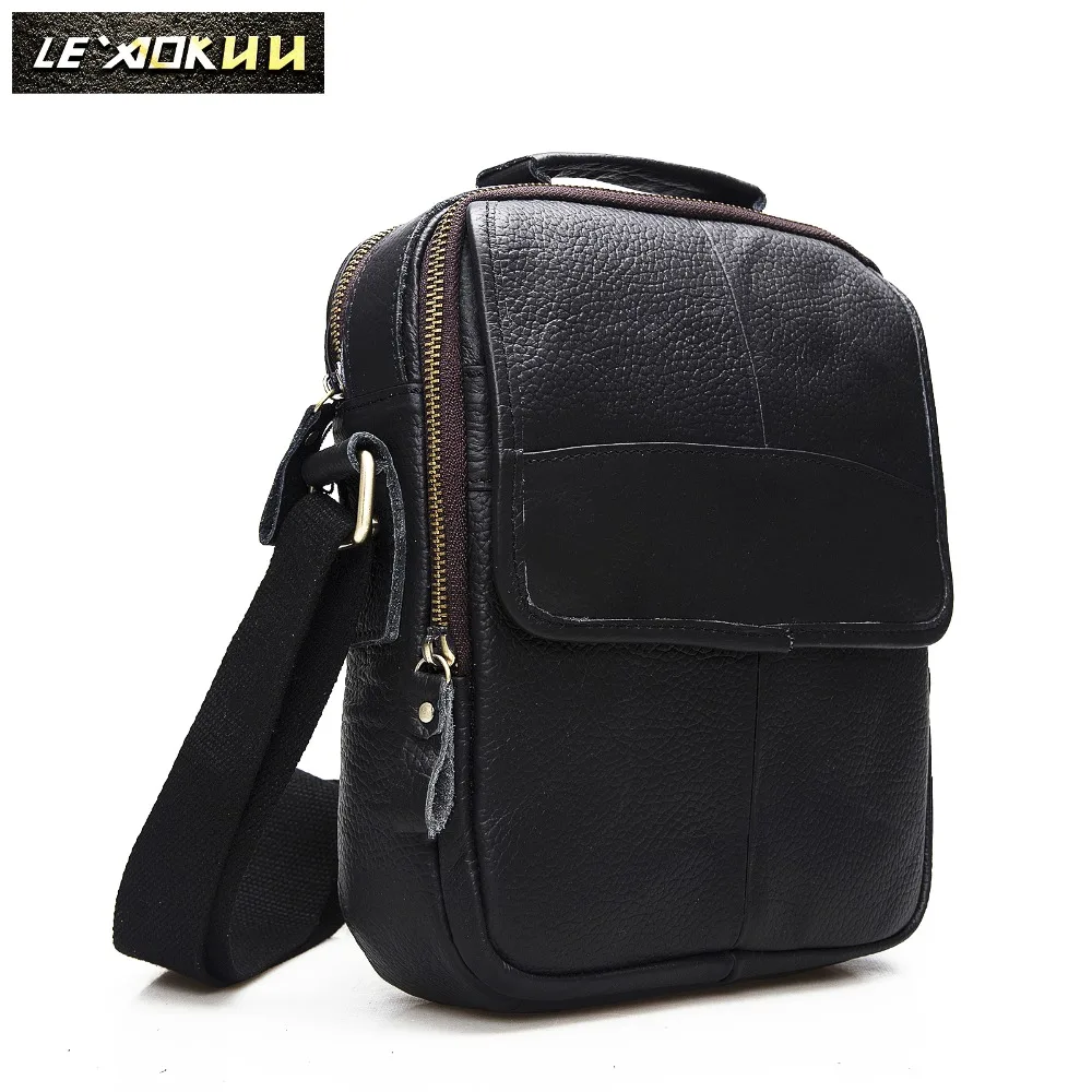 

Leather Male Casual Design School Shoulder Messenger Crossbody bag Fashion College Tote Satchel Tablet A4 Book bag For Men 2003B