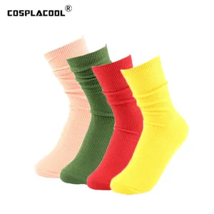 Cospacool женские милые разноцветные носки в стиле Харадзюку, корейские длинные носки с начесом, теплые носки красного, зеленого, желтого цветов, Calcetines Mujer Sox