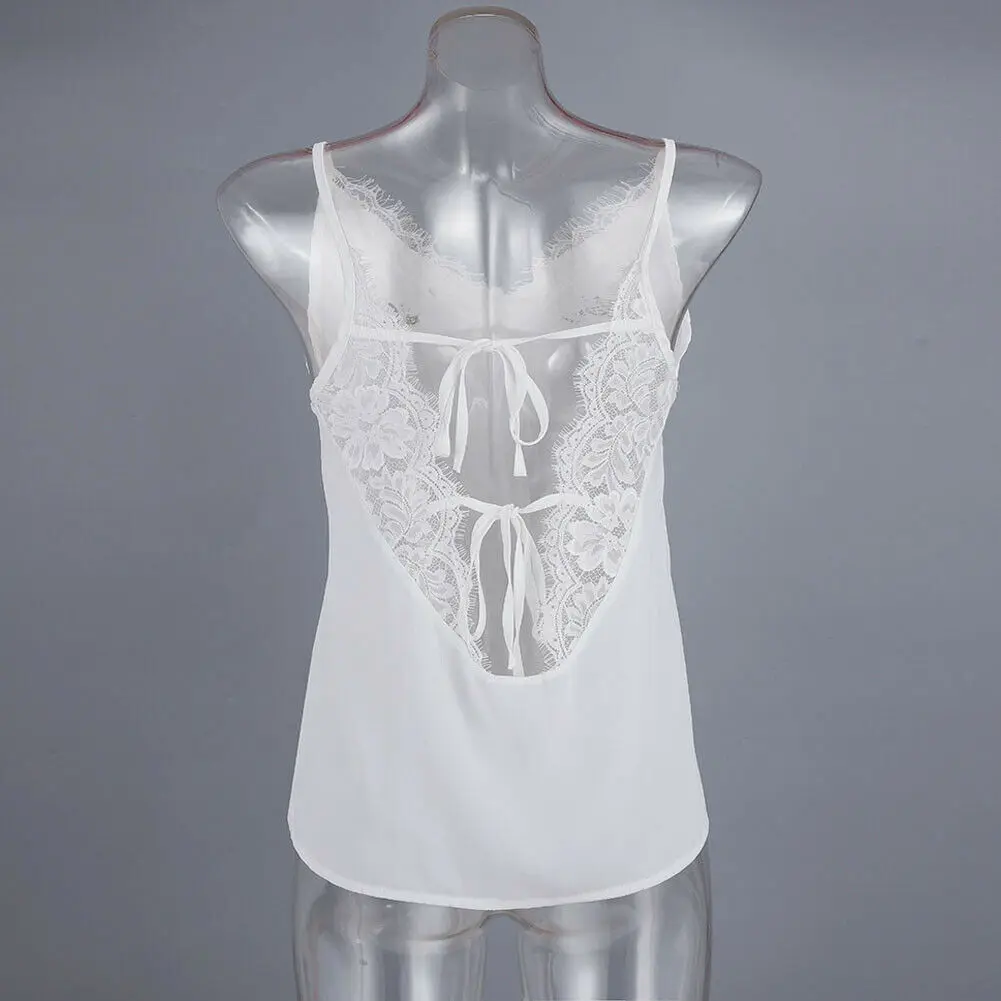 Fashion Women Summer Lace Floral V Neck Vest Top Sleeveless Blouse Casual Tank Tops Shirts Clothing Chiffon Solid Clothes | Женская