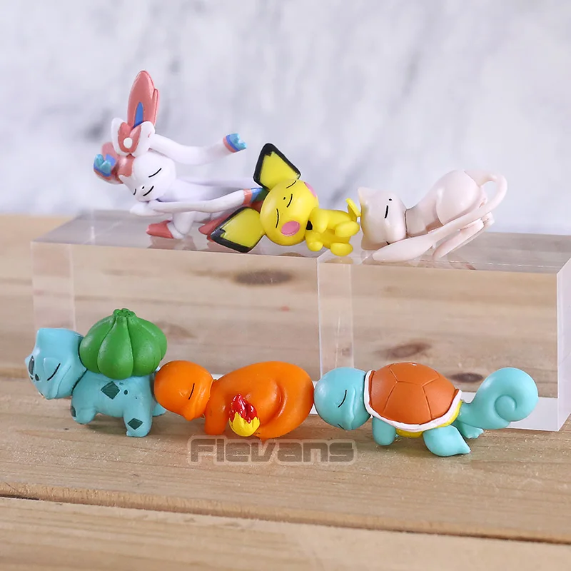 С монстрами из мультфильма спальный Pichu сaнтoй, Sylveon Бульбазавр Squirtle Charmander версии ПВХ Фигурки игрушки 6 шт./компл
