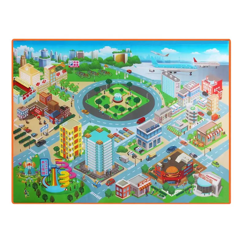 Детское одеяло для ползания ковер городская жизнь обучение дорожному движению