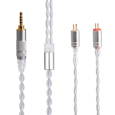 2 pin 2.5mm 4 ядра кабель MMCX для Shure SE215 SE535 SE846 2 pin для ZS10 ZST ZAR ES4 ZS6 наушники с украшением в виде кристаллов с серебряным покрытием 3,5/2,5/4,4 мм - Цвет: 2 pin 2.5mm